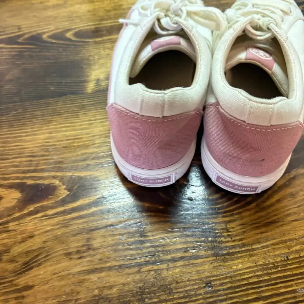 Tory Burch Cream And‎ Pink Sneakers Size 9.5